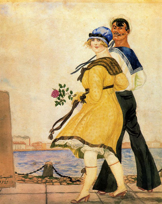 A Sailor And His Sweetheart by Boris Kustodiev, 1921